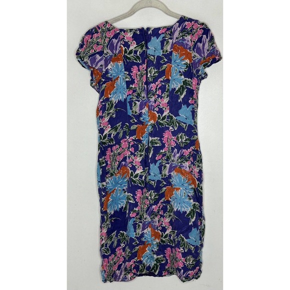 Silk Studio Vintage 100% Silk Purple Floral Sweetheart Short Sleeve Dress Sz 8P - Picture 4 of 4